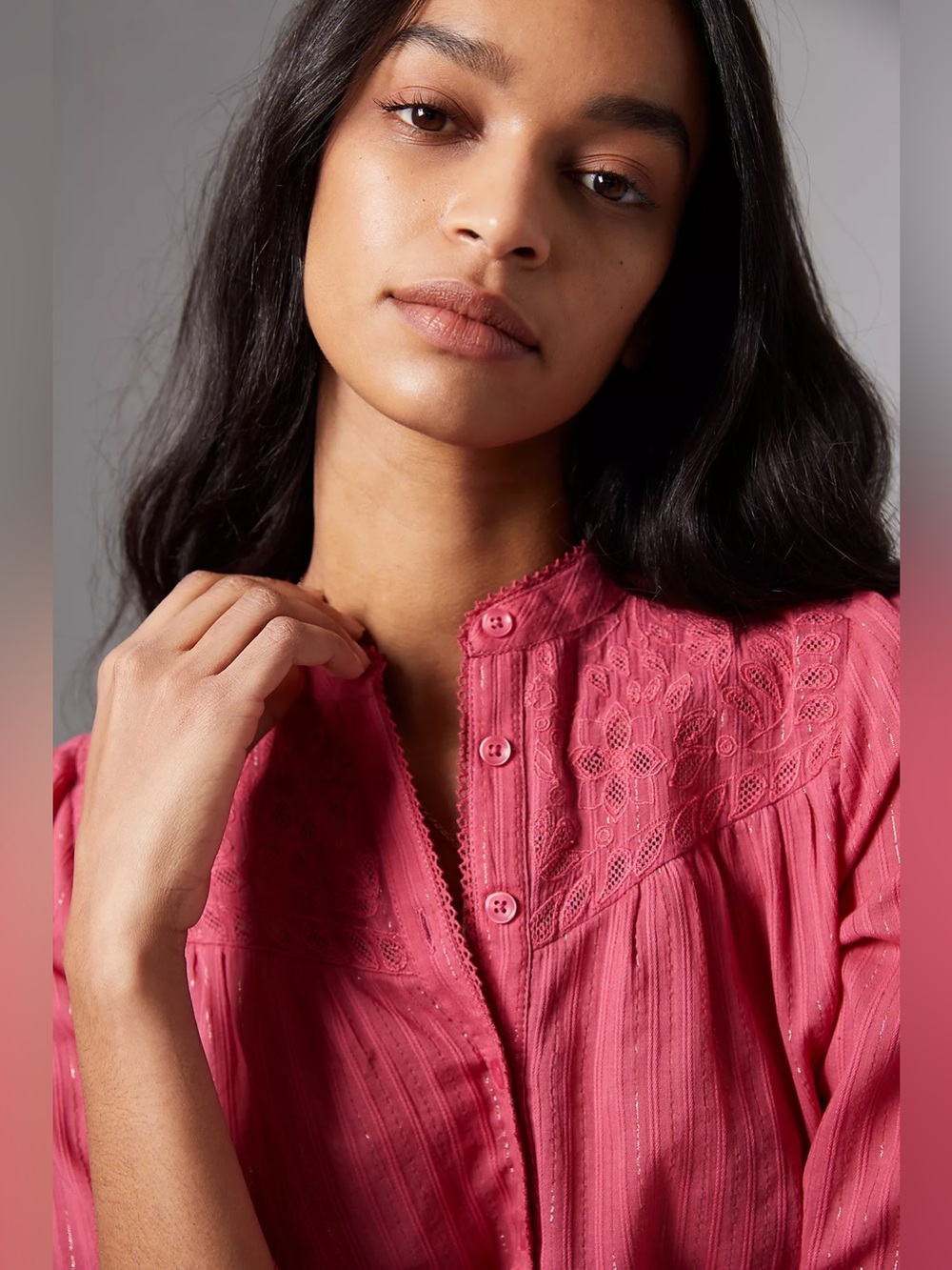 Anthropologie Pilcro The Victoria Lace Buttondown Blouse | Sz 6 - Picture 3 of 8